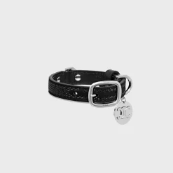 NANO EXTRA THIN DOG COLLAR IN SUEDE CALFSKIN WITH STRASS