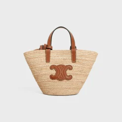 NANO SUPPLE CELINE CLASSIC PANIER in RAFFIA AND CALFSKIN