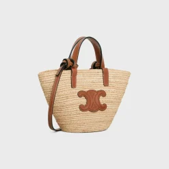 NANO SUPPLE CELINE CLASSIC PANIER in RAFFIA AND CALFSKIN