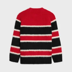 oversized crew neck sweater in brushed striped cotton