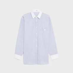 oversized shirt in striped chambray cotton