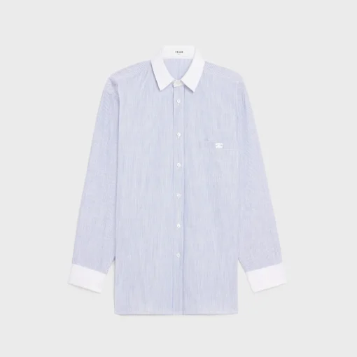 oversized shirt in striped chambray cotton