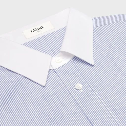 oversized shirt in striped chambray cotton