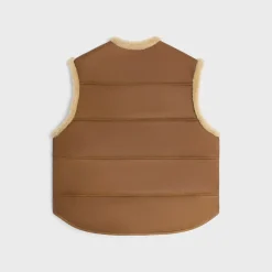 oversized sleeveless jacket in curly lambskin