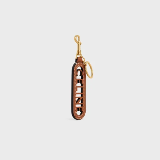 PERFORATED CELINE KEYRING CHARM IN SMOOTH CALFSKIN