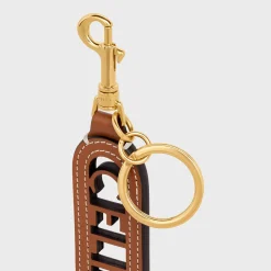 PERFORATED CELINE KEYRING CHARM IN SMOOTH CALFSKIN