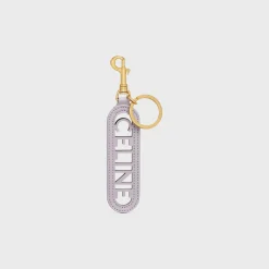 PERFORATED KEYRING CHARM CELINE in SMOOTH CALFSKIN with Gold FInishing