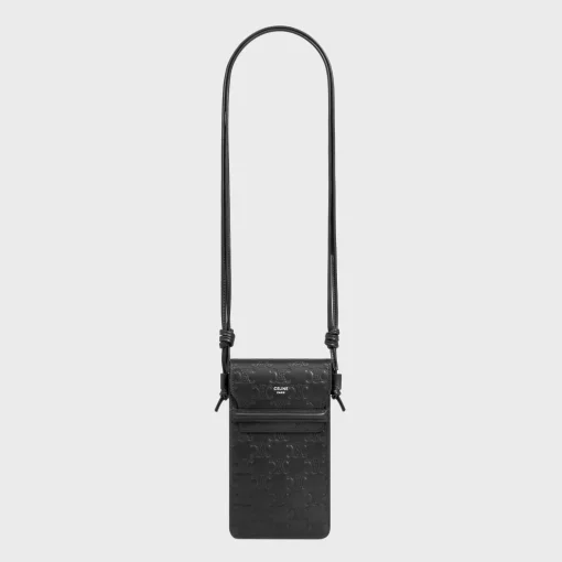 PHONE POUCH in Calfskin with triomphe embossed