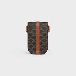 Phone Pouch in Triomphe Canvas and Calfskin