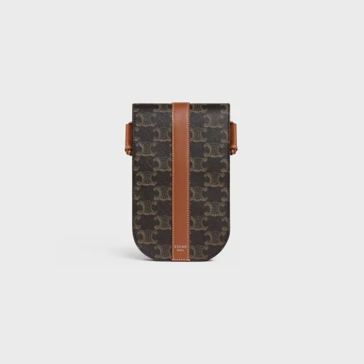 Phone Pouch in Triomphe Canvas and Calfskin