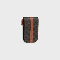 Phone Pouch in Triomphe Canvas and Calfskin