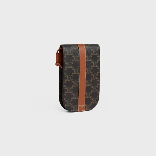 Phone Pouch in Triomphe Canvas and Calfskin