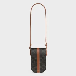 Phone Pouch in Triomphe Canvas and Calfskin