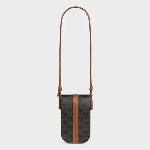 Phone Pouch in Triomphe Canvas and Calfskin