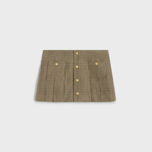pleated bandeau mini skirt in linen and wool