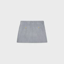 pleated mini skirt in striped cotton