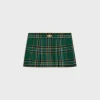 pleated mini skirt in tartan wool