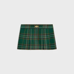 pleated mini skirt in tartan wool