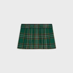 pleated mini skirt in tartan wool