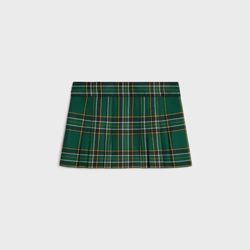 pleated mini skirt in tartan wool