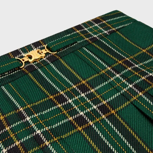 pleated mini skirt in tartan wool