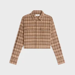romy cropped shirt in checked cashmere