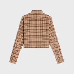 romy cropped shirt in checked cashmere
