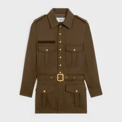 Saharienne jacket in diagonal wool