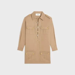 saharienne mini dress in cotton linen