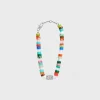 San Onofre Chunky Triomphe Bracelet in Natural Stones and Brass with Rhodium Finish