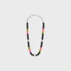 San Onofre Triomphe Bracelet in Onyx, Glass Pearls and Brass with Rhodium Finish