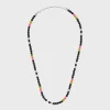 San Onofre Triomphe Necklace in Onyx, Glass Pearls and Brass with Rhodium Finish