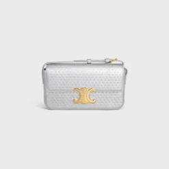 SHOULDER BAG CLAUDE in LAMINATED CALFSKIN WITH TRIOMPHE ALL-OVER
