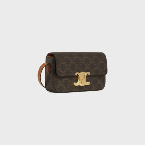 SHOULDER BAG CLAUDE in Triomphe canvas and calfskin