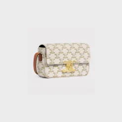 SHOULDER BAG CLAUDE in Triomphe canvas and calfskin