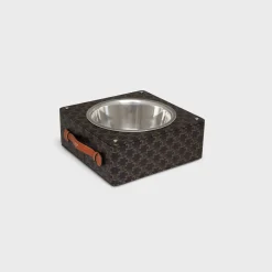 Single Dog Bowl in Nappa Lambskin with Triomphe Canvas Print and Calfskin