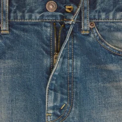 skinny jeans in trail wash denim