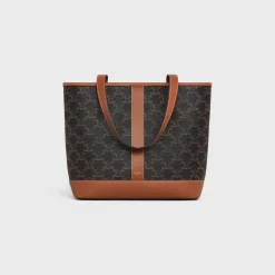 SMALL CABAS in Triomphe Canvas and calfskin