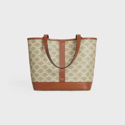 SMALL CABAS in Triomphe Canvas and calfskin