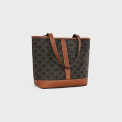 SMALL CABAS in Triomphe Canvas and calfskin