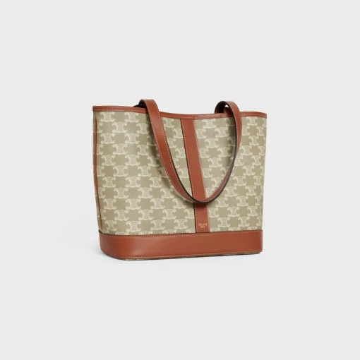 SMALL CABAS in Triomphe Canvas and calfskin