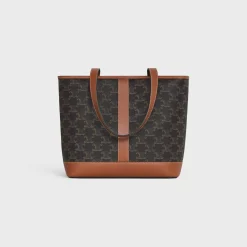 SMALL CABAS in Triomphe Canvas and calfskin
