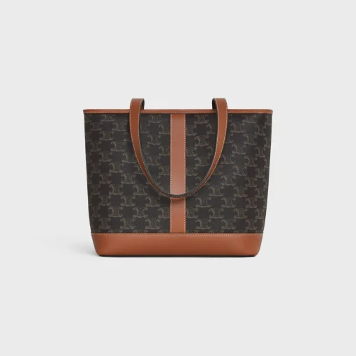 SMALL CABAS in Triomphe Canvas and calfskin