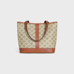 SMALL CABAS in Triomphe Canvas and calfskin