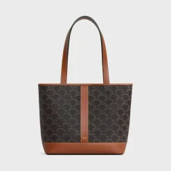 SMALL CABAS in Triomphe Canvas and calfskin