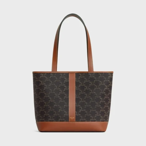 SMALL CABAS in Triomphe Canvas and calfskin