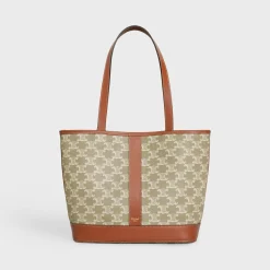 SMALL CABAS in Triomphe Canvas and calfskin