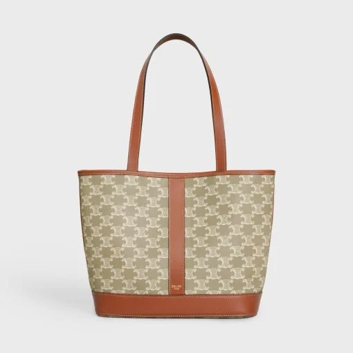 SMALL CABAS in Triomphe Canvas and calfskin