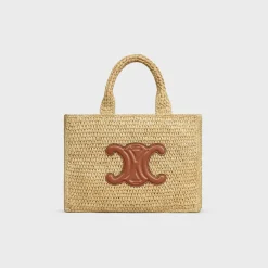 SMALL CABAS THAIS in Raffia and calfskin