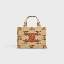 small cabas thais in RAFFIA EFFECT TEXTILE WITH LEOPARD TRIOMPHE